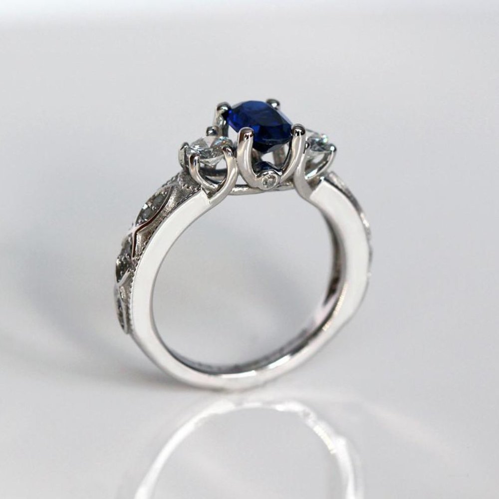 Noble Anillo Oval Royal Blue Gemstone Dainty Silver Ring for Women, VIP4…